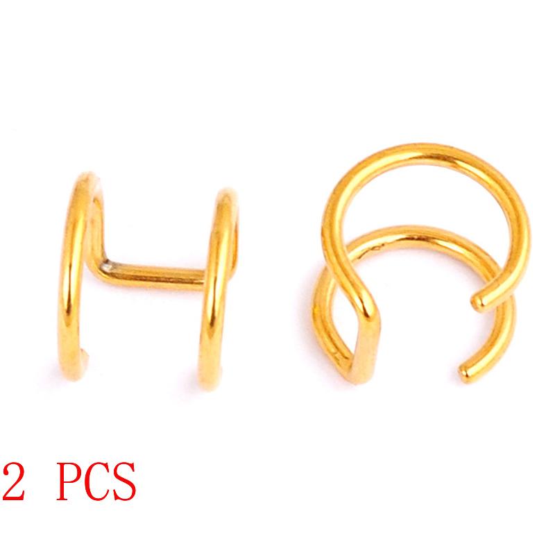 2 PCS New Punk Rock Ear Clip Cuff Wrap Earrings No Piercing-Clip Hollow Out U Pattern Statement Fashion Jewelry Gifts