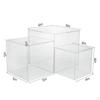 3 Pack Acrylic Cube Display Storage Boxes 4" 5" 6" Versatile Cupcake Stand for Cosmetic Perfume