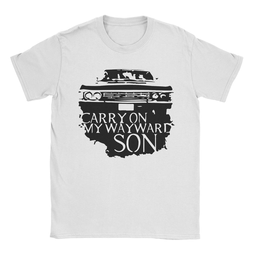 Carry On My Wayward Son Unisex Unisex T Shirts Supernatural Vintage Tee Shirt Short Sleeve TShirts Cotton Gift Idea Clothes
