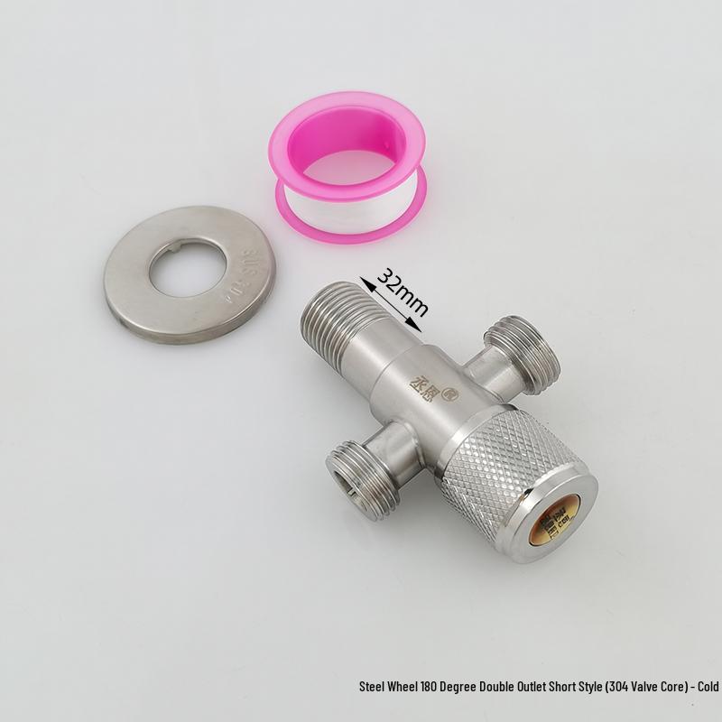 304 Stainless Steel Dual Outlet Hot/Cold Angle Valve Water Heater Diverter Switch