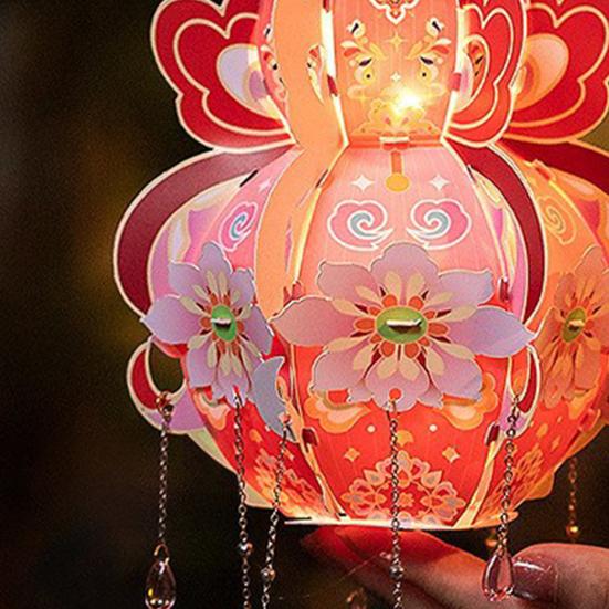 Håndlaget kalebasslykt Håndholdt kinesisk nyttår DIY Lysende blomsterlys for midt-høstfestivalen Hanfu Cosplay Bryllupsdekor