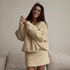 Womens Knit Cardigan Skirt Set Fall Winter Casual Long Sleeve Top Mini