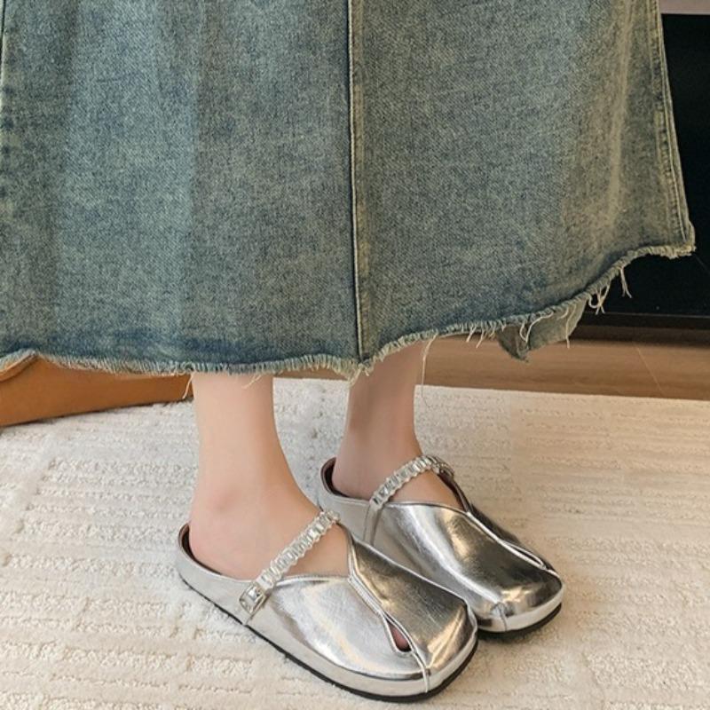 Fashion Heightened Inside Baotou Semi-slippers Women's Summer Wear New Hollow Soft-soled Casual Beach Sandals and Slippers