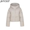 BITCED Minimalist Hooded Short Down-Filled Cotton Jacket Casual Puffer Jacket Lightweight Cotton Coat
