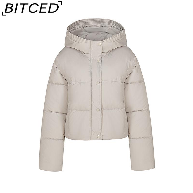 BITCED Minimalist Hooded Short Down-Filled Cotton Jacket Casual Puffer Jacket Lightweight Cotton Coat