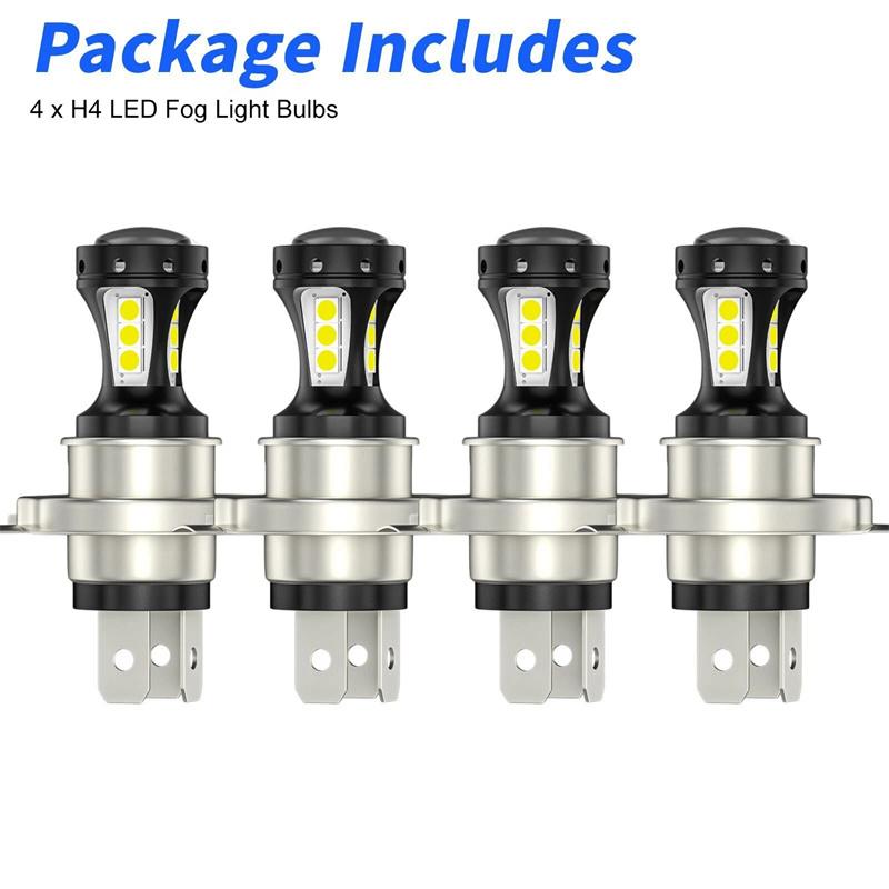 4Pcs Universal Car Led Fog Light Bulb H4 18Smd Foglamp Drl Drivng Light Motorcycle Headlights Truck Boat Trailer Spotlight Lamp