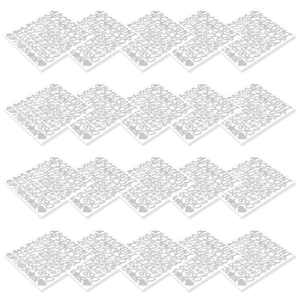 20Pcs Creative Letter Sticker Vinyl Adhesive Glitter Alphabet Art Decals Self Adhesive Glitter Alphabet Sticker for Scrapbook