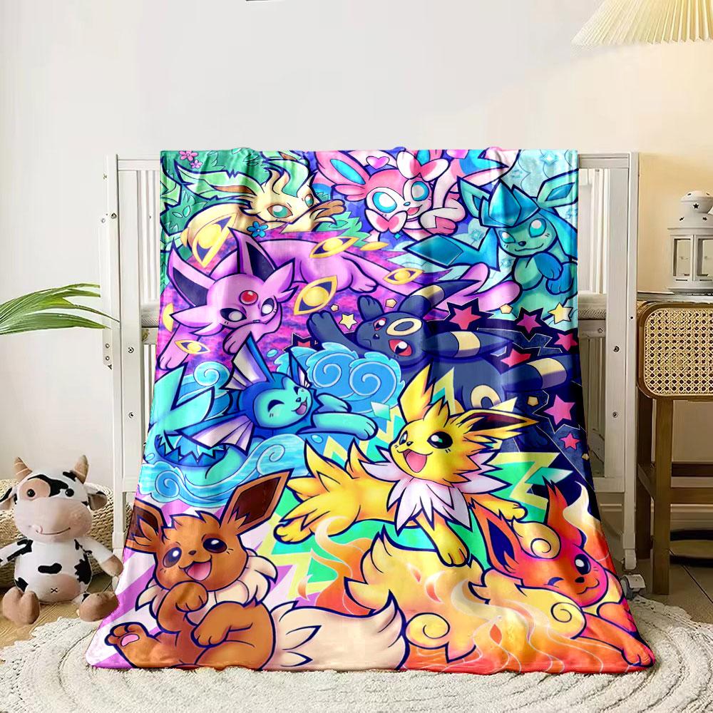 

Colorful Pokémon characters with elemental-themed backdrops and dynamic poses. for all seasons blanket lunch break throw gift 80cm x 120cm