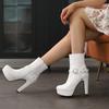 Belt Buckle Platform Boots Women High Heels Ankle Boots Autumn Winter Big Size 42 43 Women's Boots Pumps Ladies Shoes WSH4983
