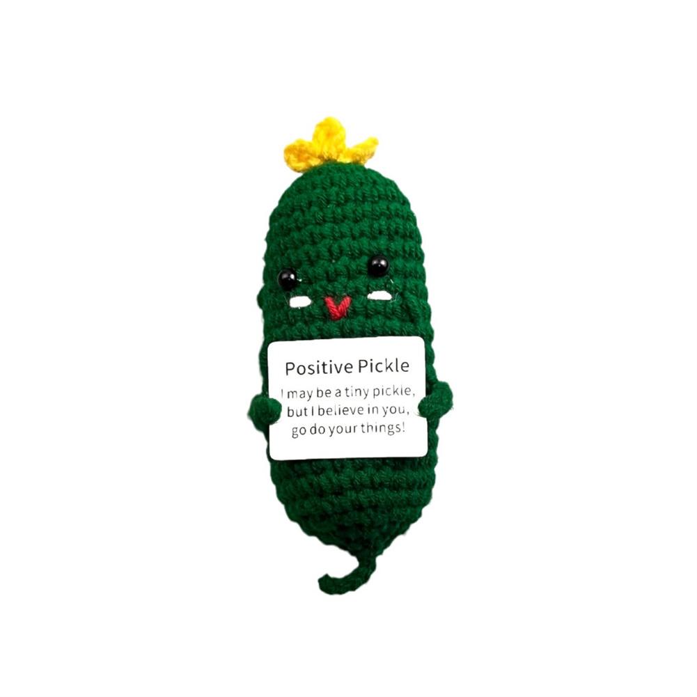 Handmade Emotional Support Pickle Positive Cucumber Dolls Home Decoration Funny Kawaii Yarn Knitting Gifts Living Room Decor