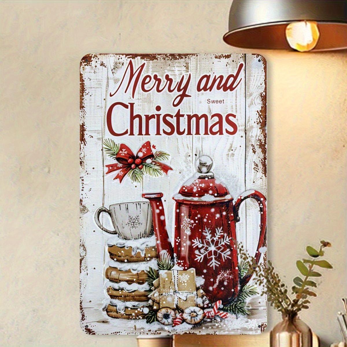 

Vintage Christmas Metal Sign - 20.32x30.48 cm Rustic Iron Wall Decor with Merry Christmas Design, Red Truck & Snowflakes, Pre-Dr 20x30cm（7.8x11.8inch）