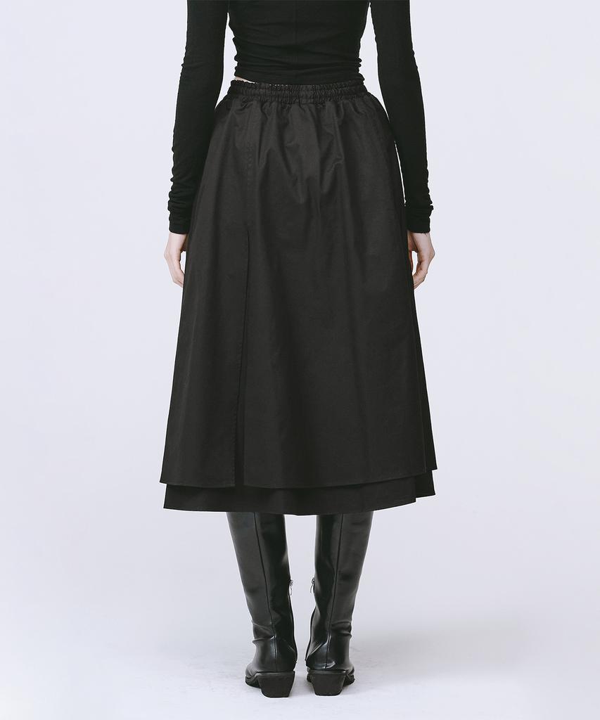 Monophobia Double Flared Cotton Skirt Black Double Flare Slit Skirt Black