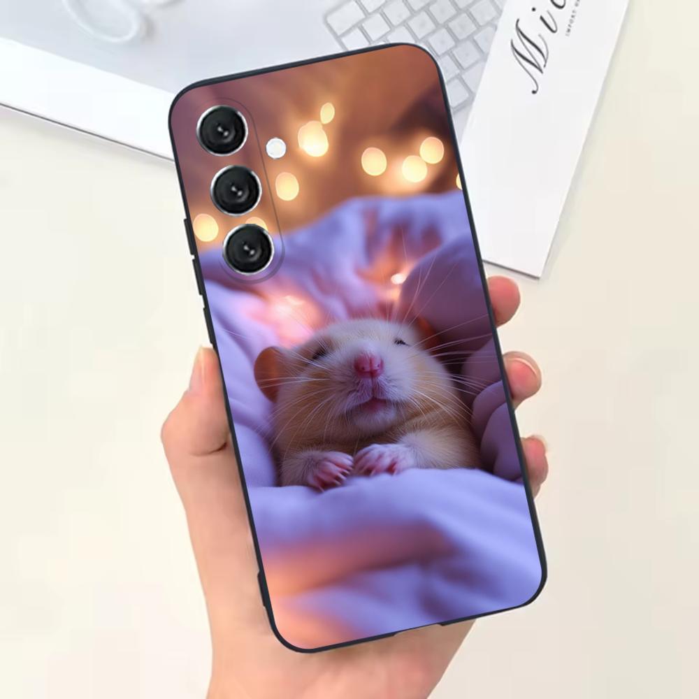 Cute Mouse Rat Hamster Phone Case For Samsung Galaxy A13,A21s,A22,A31,A32,A52,A53,A71,A80,Soft Black Shell