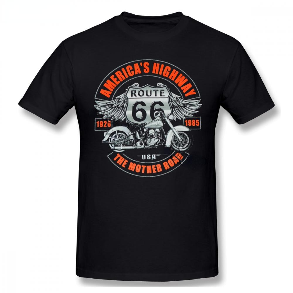 Unisex Classic Route 66 American Highway Motorcycle Round Neck Breathable Short Sleeve Casual Tee