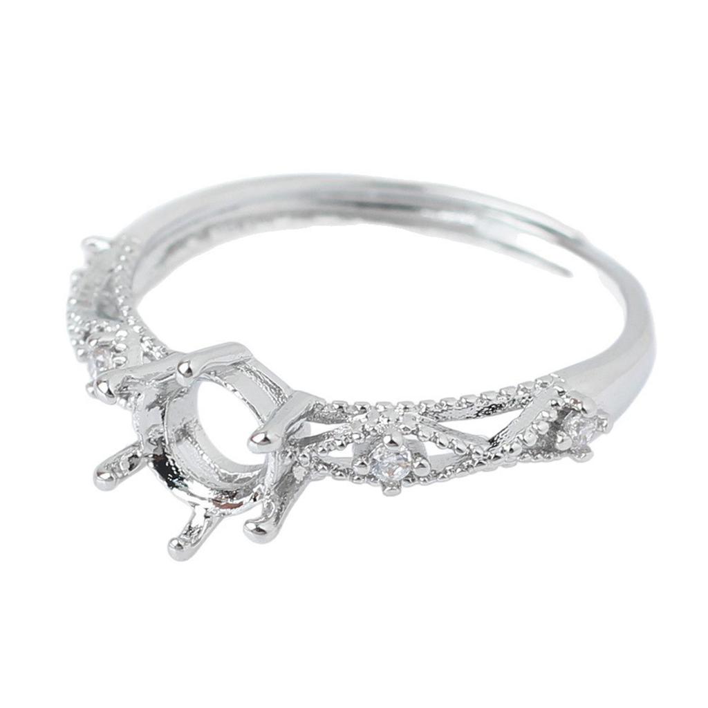 6.2mm Round Pointed Bottom Ring Setting for DIY Inlay Hua Zi Diamond Jewelry