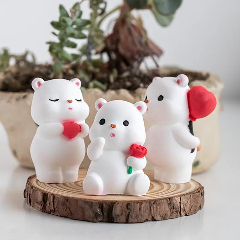 Cute 3D Bear Silicone Candle Mold DIY Plaster Ornament Confession Love Aromatherapy Soap Resin Chocolate Mould Home Decor