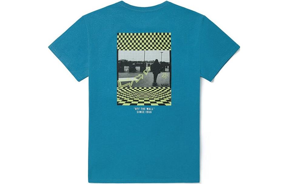 Vans T Shirts Women's Blue Crew Neck Moderate Straight Fit VN0A5F1TZEI