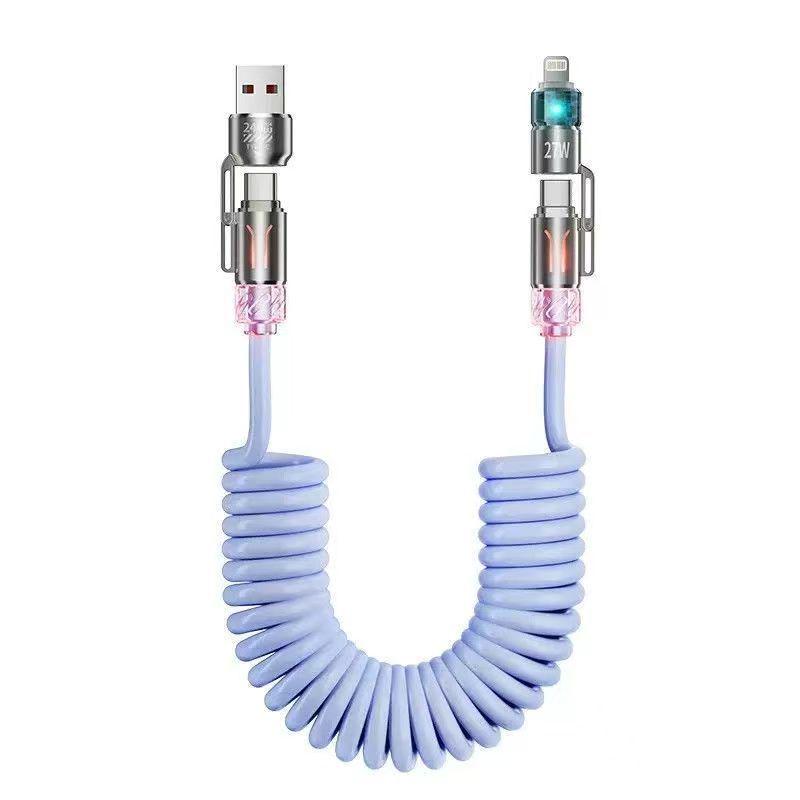 240W 4-in-1 Car Charging Cable with Aromatherapy for Huawei & Apple - Dual Fast Charging Capability