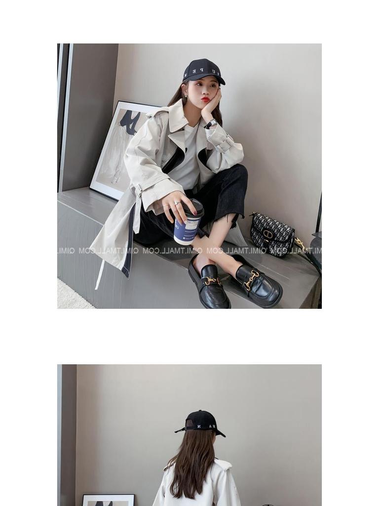 Design Sense British Style Women’s Trench Coat: Spring/Autumn, Versatile Mid-Length Tie-Waist Outerwear for Petite, Stylish Students.