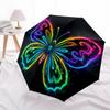1pc Neon Butterfly Automatic Folding Umbrella Compact Lightweight Travel Umbrella with 8-Rib Sturdy Frame, Windproof & Self009