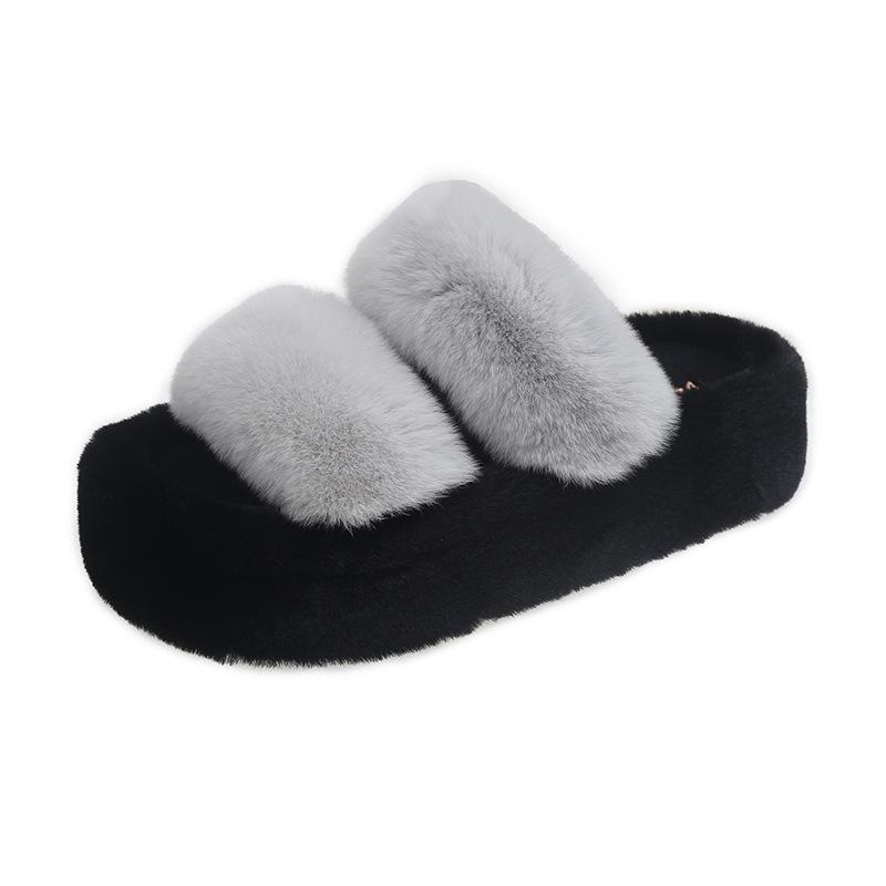 

Пушистая обувь на толстой подошве, высококачественная верхняя одежда для женщин, зима 2024, новые маленькие модные хлопковые мопсы, увеличивающие рост 35 серый