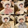 Windproof Winter Warm Hat Plush Integrated Hat Scarf Set Cute Ear Protection Cap  Outdoor
