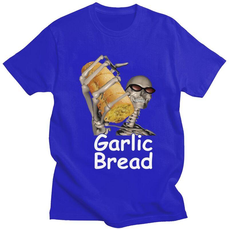 Custom Trendy Garlic Bread Skeleton Evil Skeleton Funny Meme T Shirt Men Pure Cotton Tshirt Leisure Tees Streetwear Tshirts