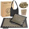 4FIZJO ECO Acupressure Mat 68x42cm with Buckwheat Hulls and a Pillow, Black and Gold