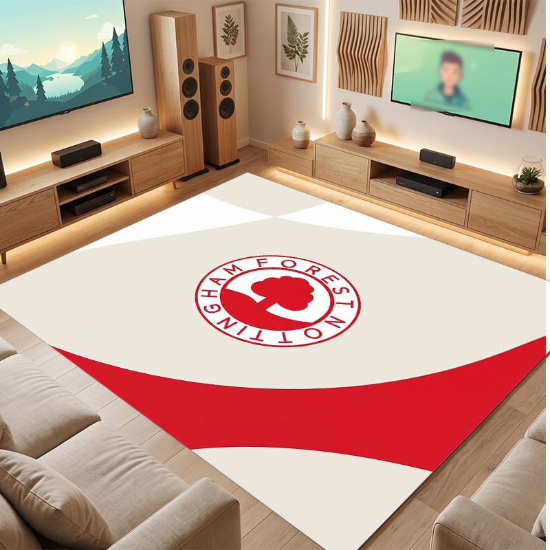 Nottingham Forest Football Print Crystal Velvet Rug, Comfortable Water Absorbent Non Slip Indoor Floor Carpet