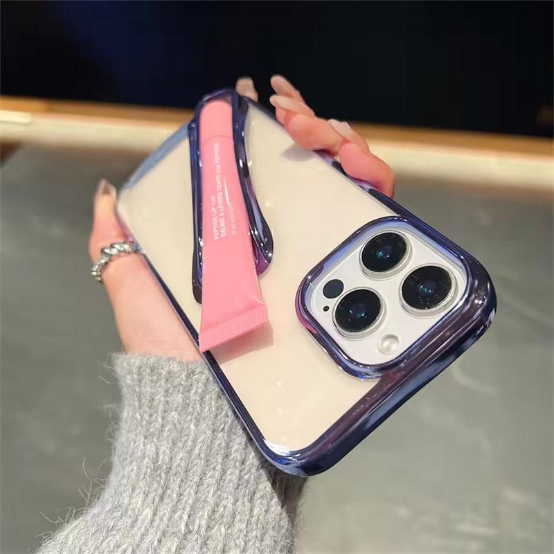 

Чехол для телефона с цветным покрытием для губной помады DIY Clear для iPhone 16 15 Plus 14 13 12 Pro Max 11 с коробкой-держателем для блеска для губ iPhone 13 синий