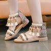 Children's Roman Shoes, Girls' Sandals, Summer Korean Edition, Middle and Large Children's Soft Bottom, Ethnic Style, Retro, Student Shoes