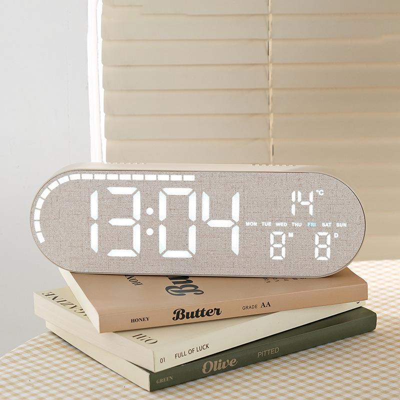 GH8053 LED Wood Grain Wall Clock: Multi-functional, Stand or Hang