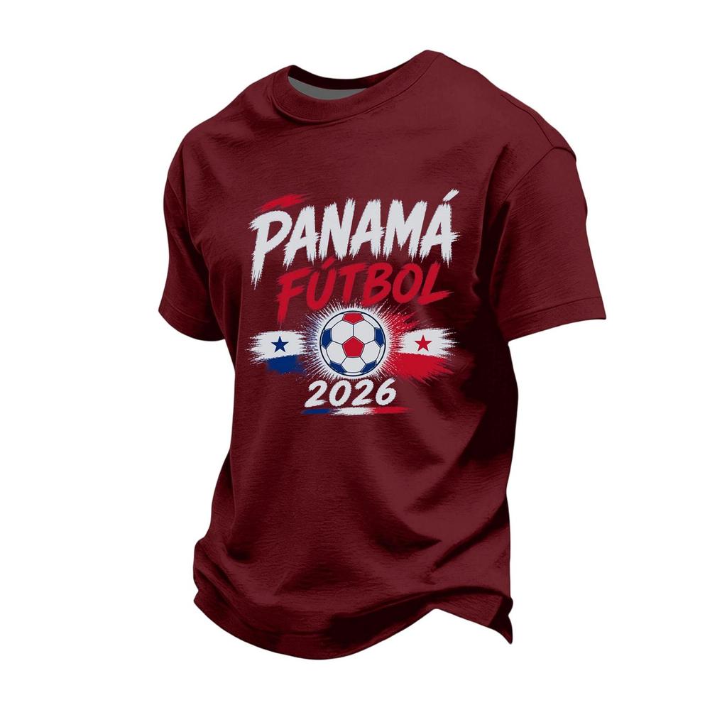 Men's Soccer Fan T-Shirt with Multi- Print Loose Fit Casual Summer Top