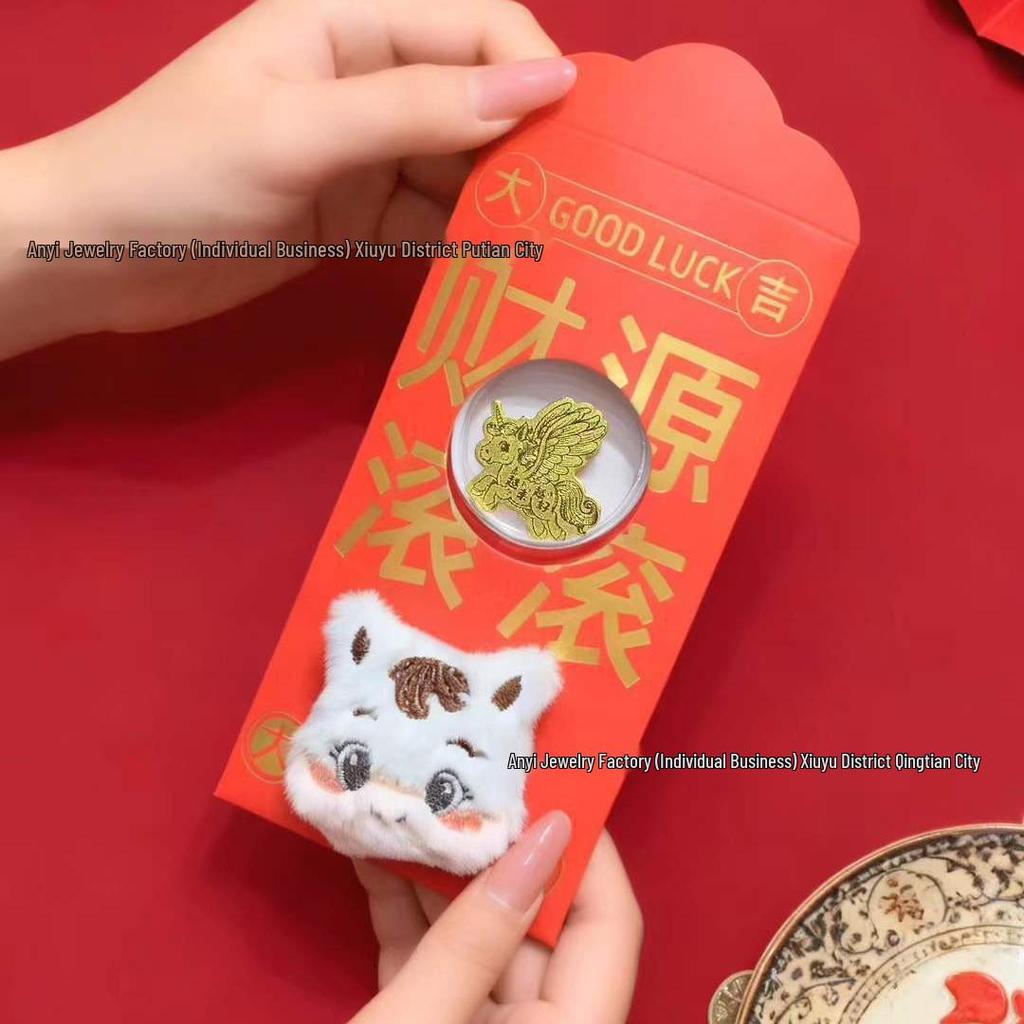 2026 Year of the Horse Gold Phone Sticker Red Envelope - Pure Gold Fortune & Wealth New Year Gift