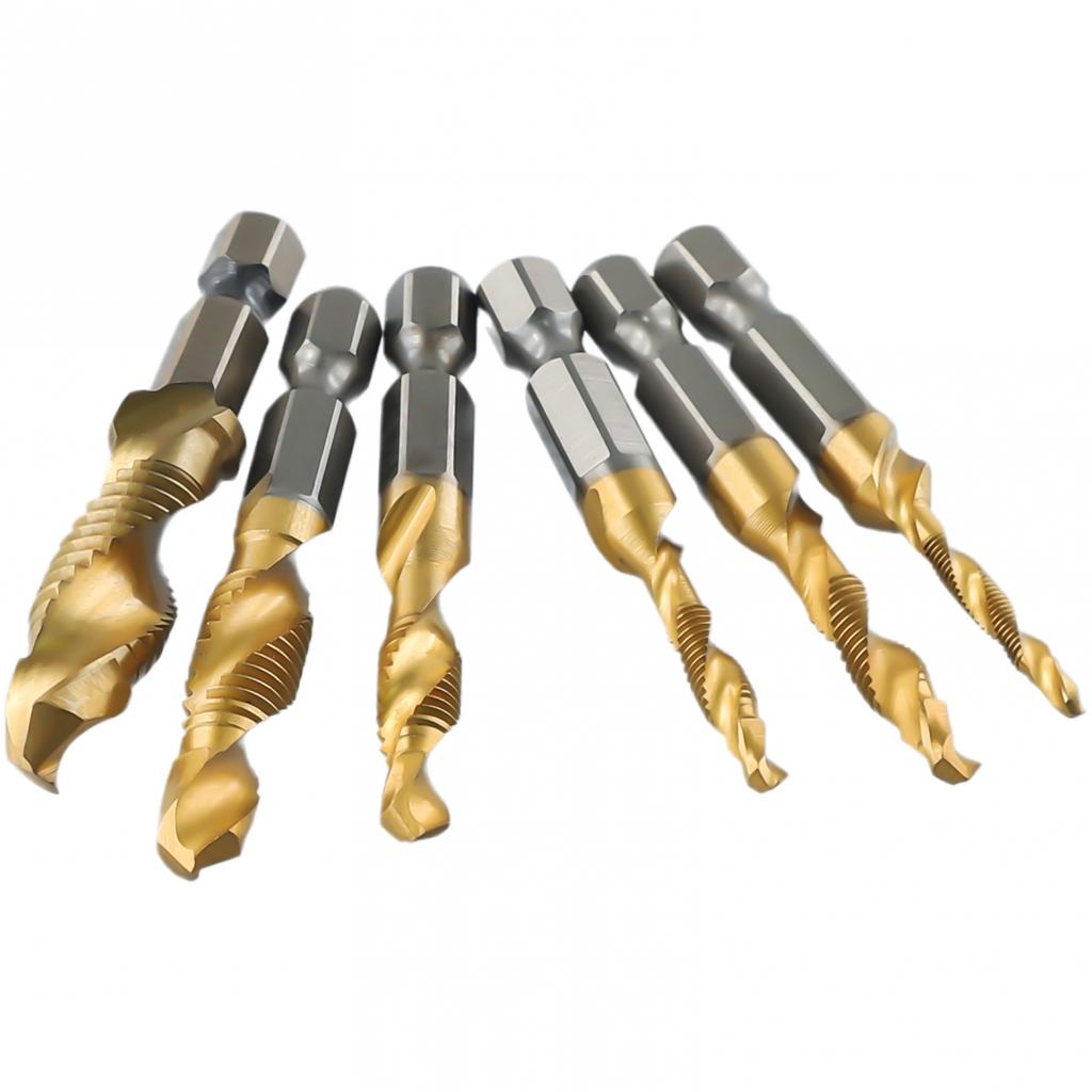 Tap Drill Compound Tap HSS Screw Hex Shank Titanium Plated