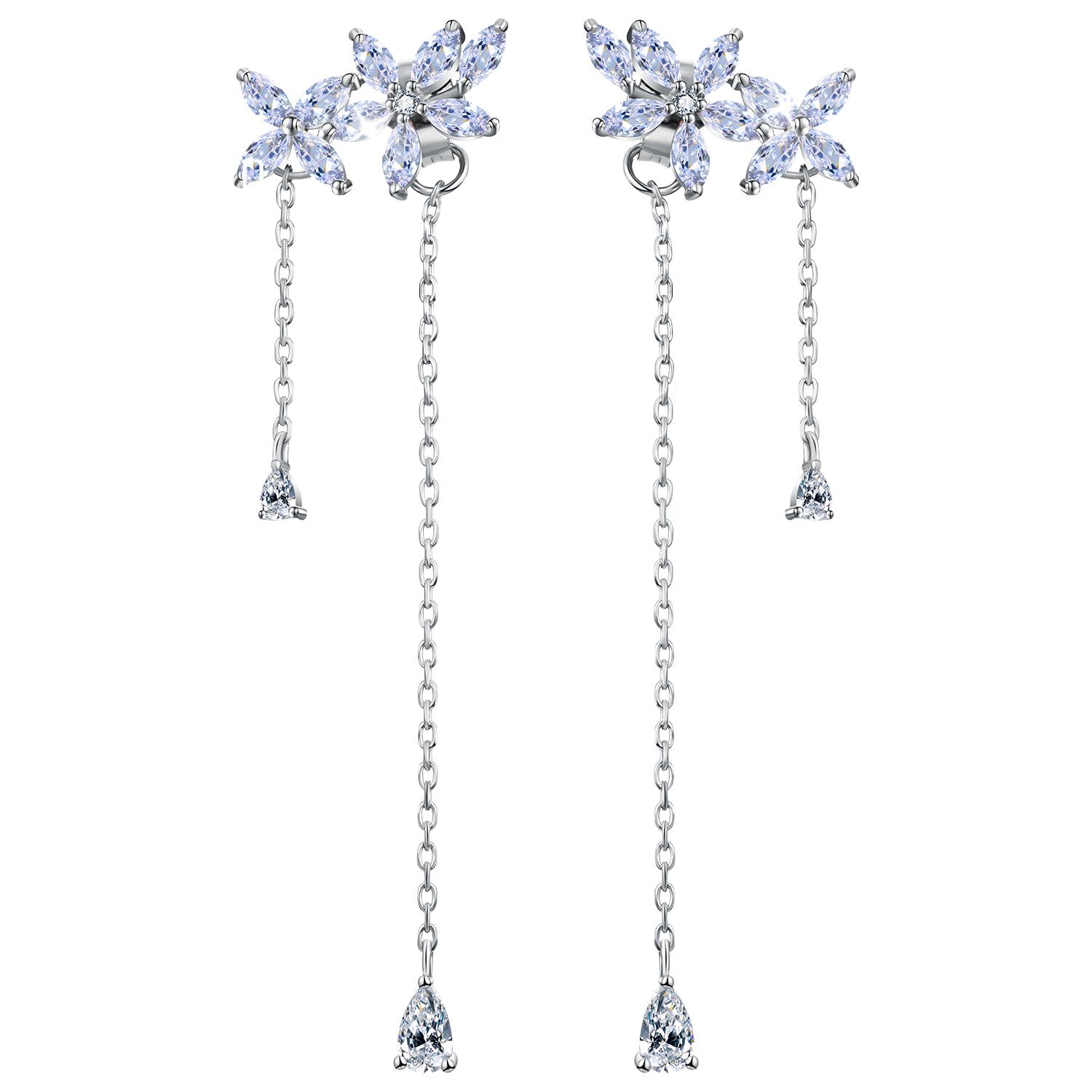 

Элегантные серьги с кисточками и кристаллами циркона для женщин, ювелирные изделия из твердого серебра 925 пробы