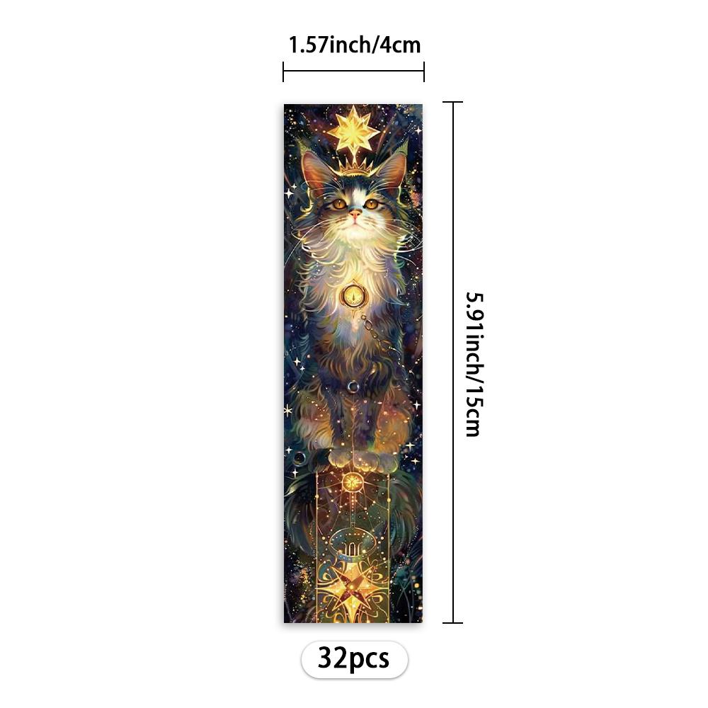 32pcs. Retro Mysterious Cat Bookmark, suitable for back-to-school season, Christmas, Halloween, teachers, readers, and birthdays