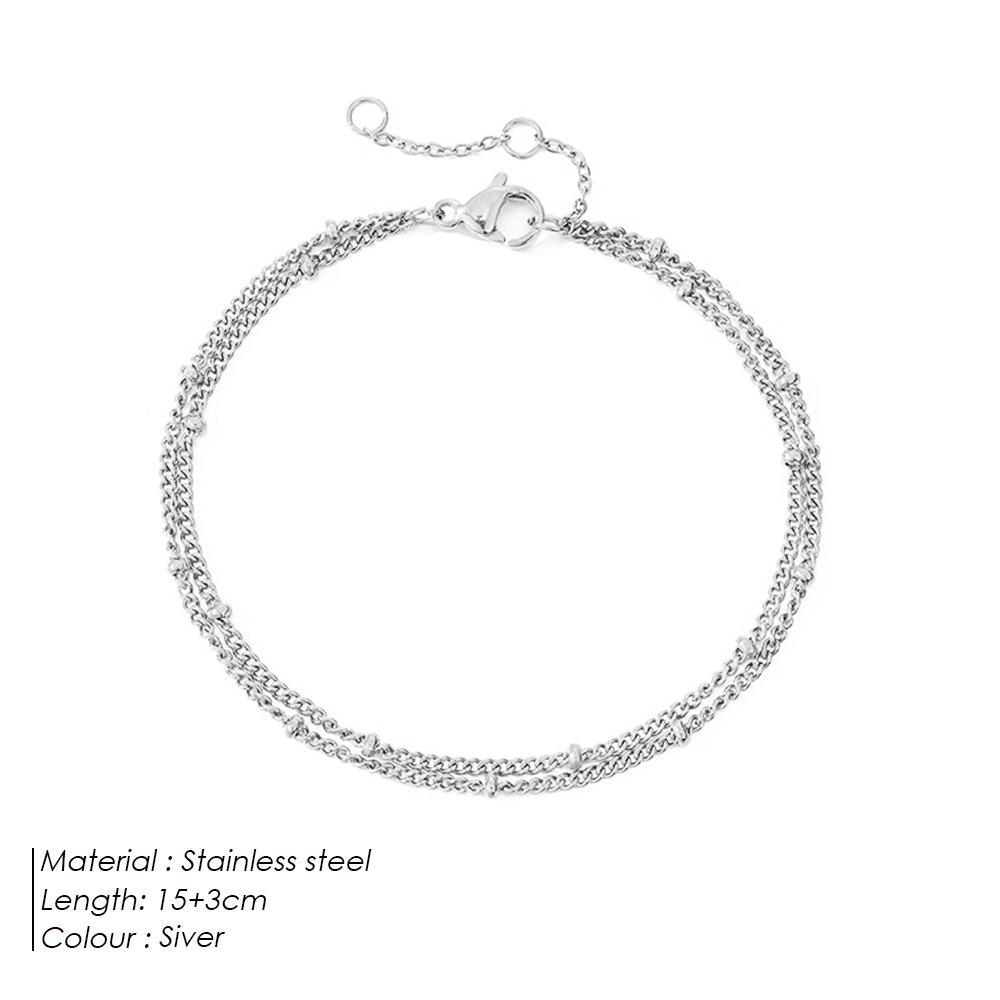 Simple Female Ball Chain Bracelet Jewelry New Layered Thin Beads Chain Bracelet For Women Leg Stainless Steel Chain