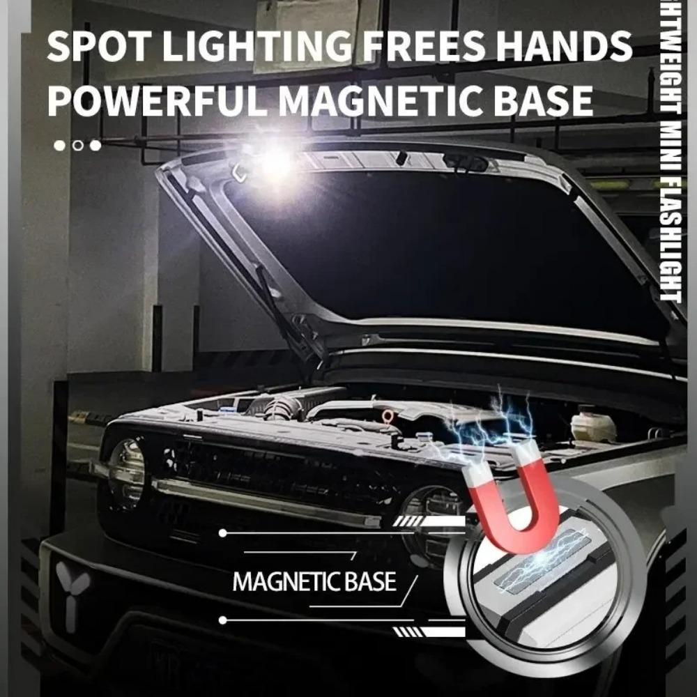 Mini LED Keychain Light Portable Magnetic EDC Flashlight Outdoor Camping Fishing Emergency Work Hat Clip Lamp With FingertipGyro