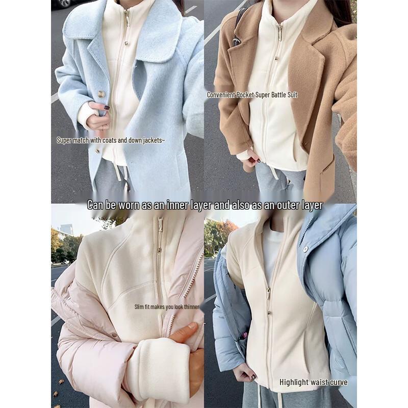 La Chapelle Women's Fleece-Lined Stand-Collar Zip-Up Jacket
