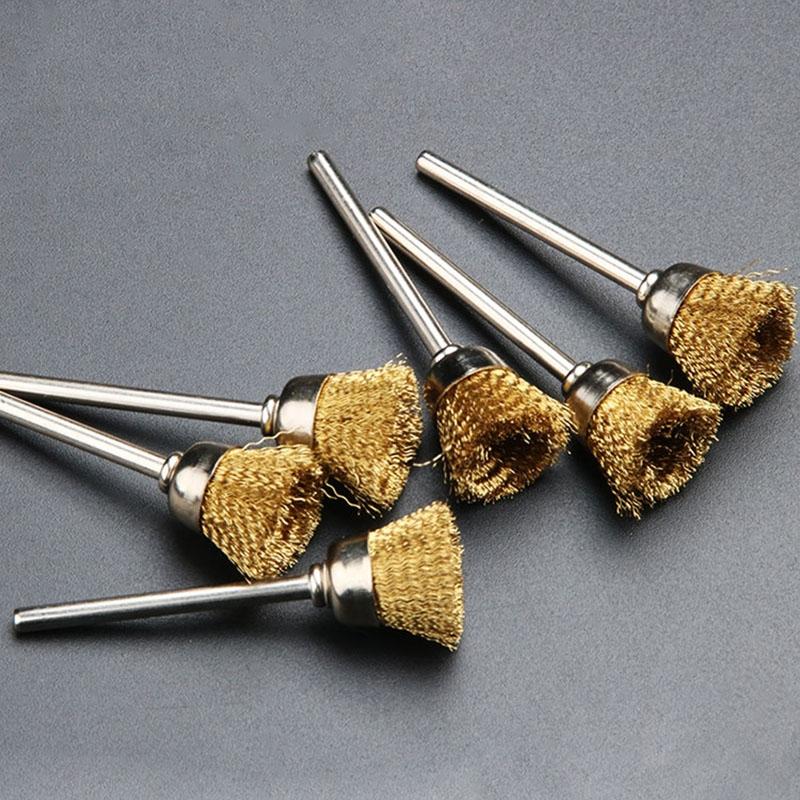 1 buc Tija 3mm Lustruire Perii Cupă Roată Sârmă Alamă Instrument Rotativ de Curățare
