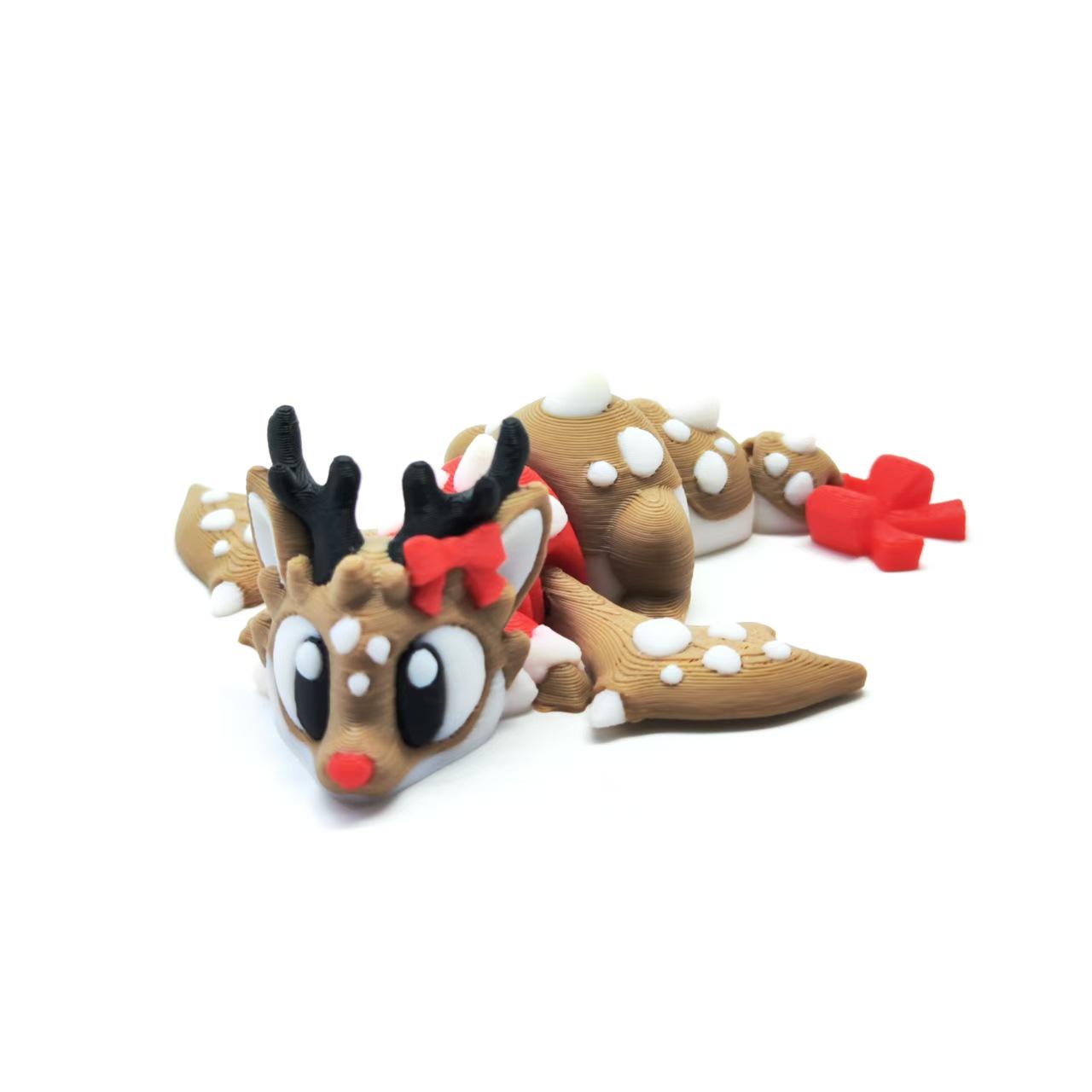 3D Printed Christmas Reindeer Dragon Egg Jointed Toy Decoration