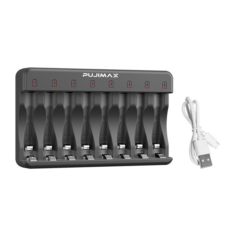 PUJIMAX 8-Slots 1.2V LCD Display Smart Battery Charger For AA/AAA NiMh NiCd Rechargeable Batteries aa aaa Batteries Charger Other чёрный