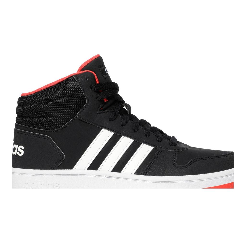 Adidas Hoops 2.0 Mid J 'Black Hi-Res Red' (Unisex) Core Black / Cloud White / Hi-Res Red Kids' Skateboarding Shoes B75743