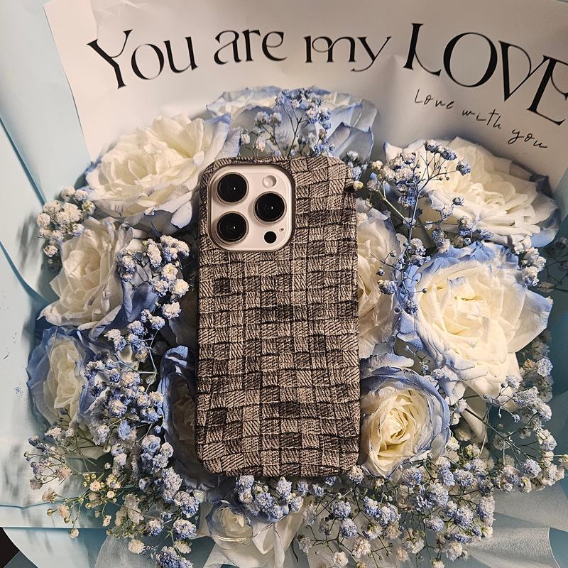 

Клетчатая кожаная текстура подходит для чехла для телефона iPhone 15promax, iPhone13 полузакрытый 12/11 простой чехол iPhone 15 Pro max 6.7 inches