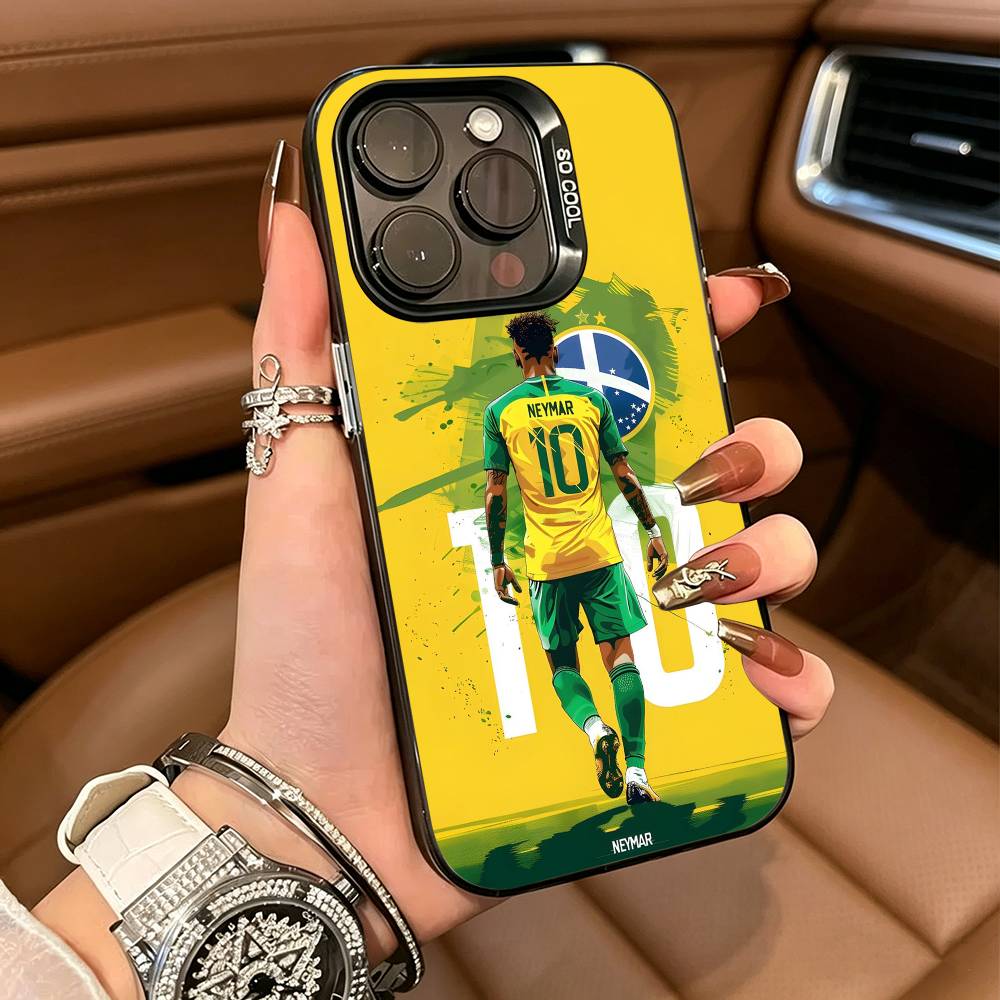 Capa de Celular de Futebol 10-N-Neymar Para iPhone 17,16,15,14,13,12,11 Plus Pro Max Capa de Celular Colorida Prateada