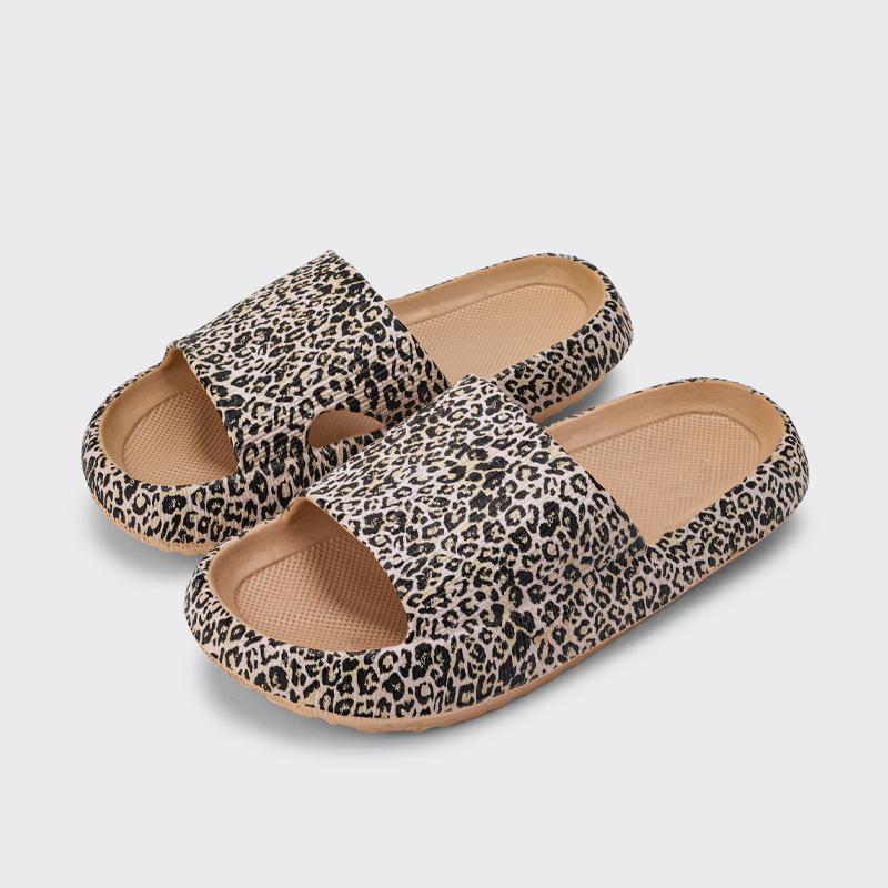 

Тапочки с леопардовым принтом на толстой подошве, летняя одежда, односложные сандалии для пары, женские тапочки для ванной 40-41