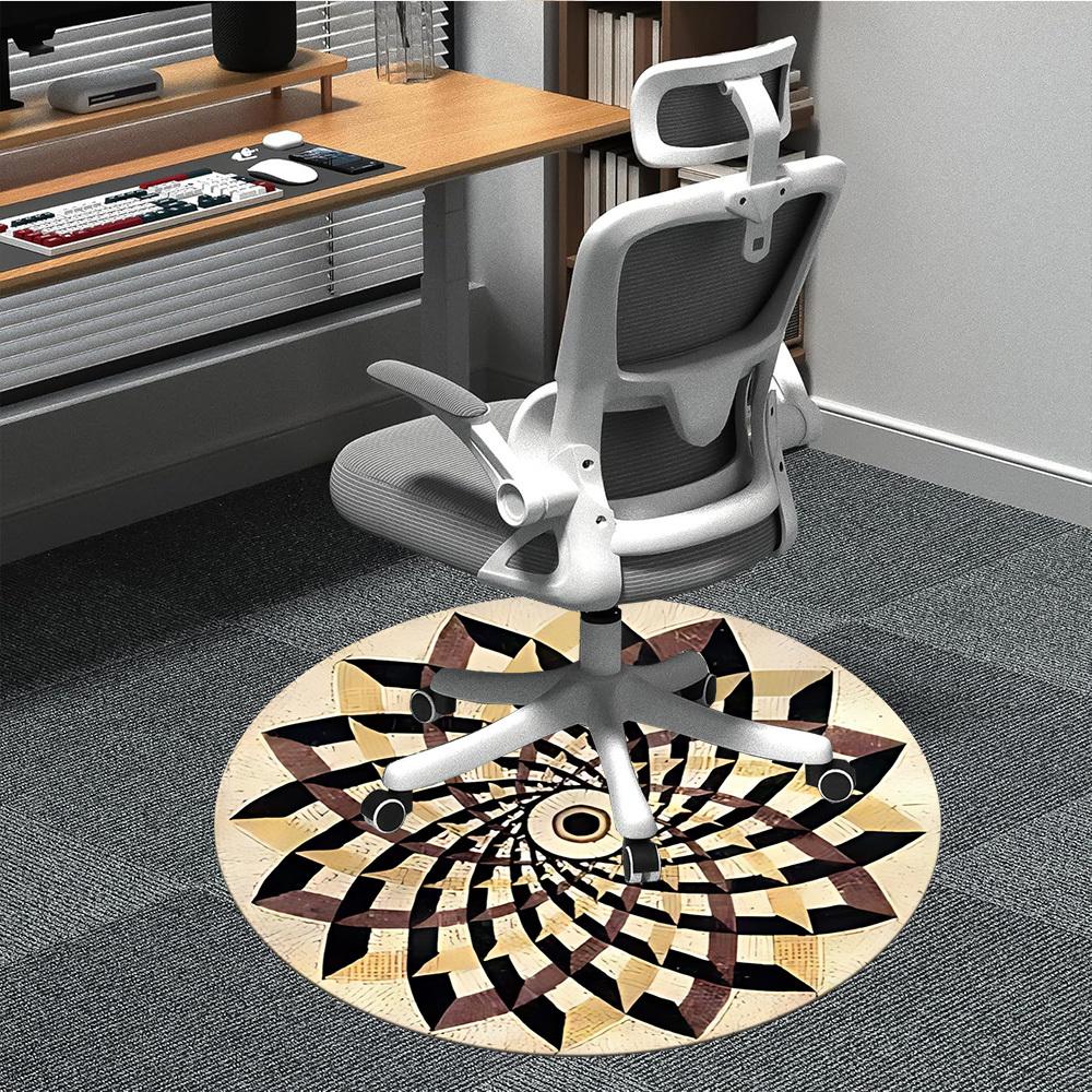 

1pc Wooden Mosaic Pattern Chair Carpet for Office Non-Slip, Machine Washable Rug for Office, Room - Polyester, Machine Made yy251029133 80cm by 80cm