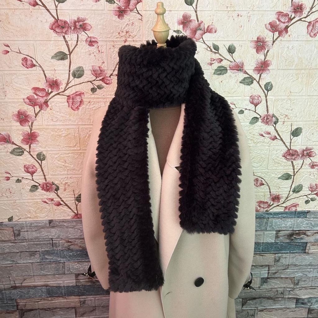 Schal Imitation Rexkaninchenfell Doppelseitig Verdickt Paarschal Damen Herbst und Winter Einfarbig Warm Langer Vielseitiger Schal