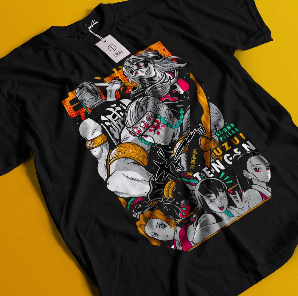 

Demon Slayer Shirt Tengen Uzui Tshirt Tanjiro T-Shirt Muzan Doma Kokushibo Tee L